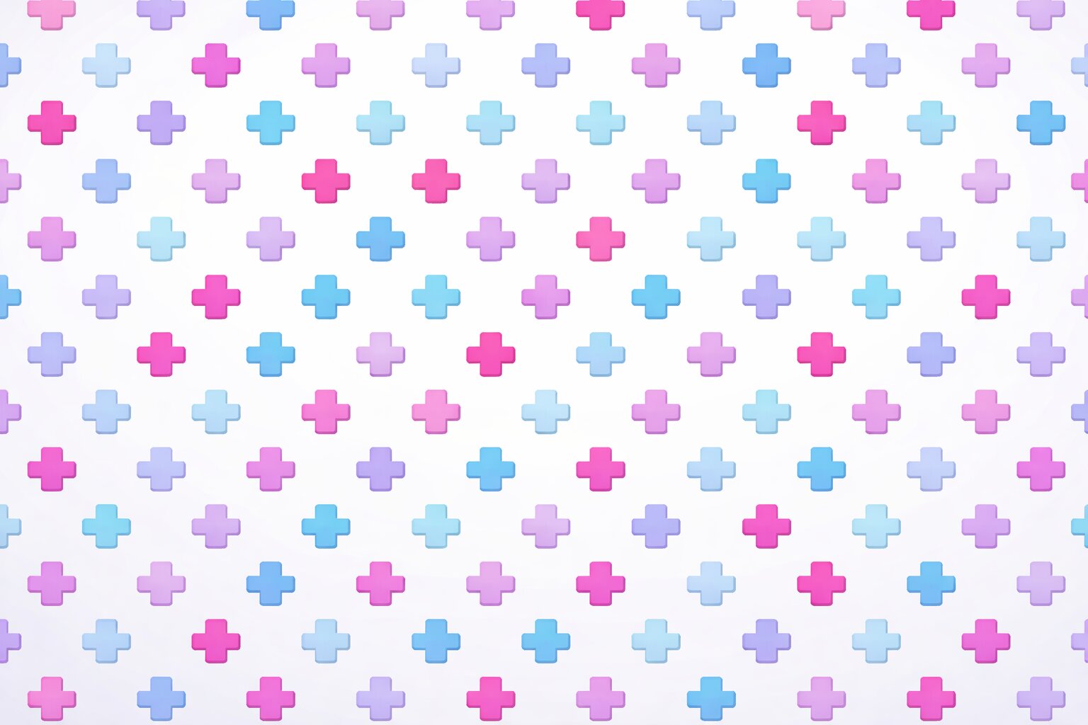 Colorful pink, blue, and purple plus signs